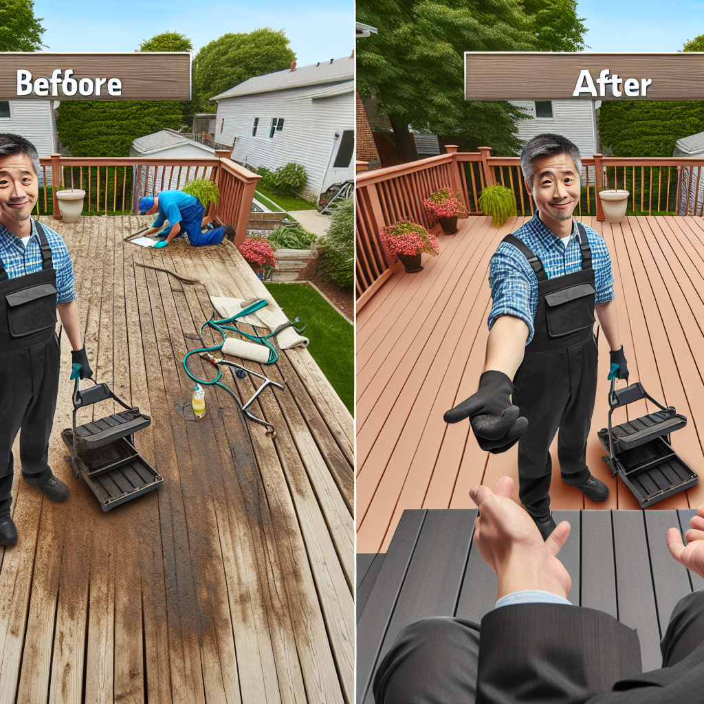 Before and after deck clearing transformation in Maumee